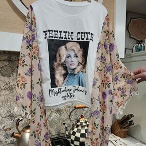 Floral Kimono with Graphic Tee